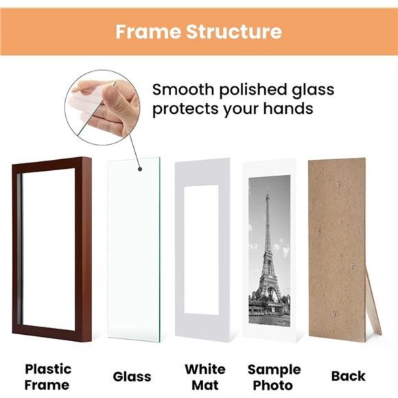 4x6 Picture Frame Set of 10, Display Pictures 3.5x5 with Mat or 4x6 Without Mat - Picture 5 of 6